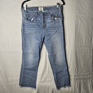 McGuire Denim Light Blue Button-Fly Jeans Distressed Hem Very Cute